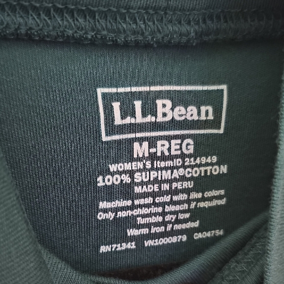 L.L. Bean Forest Green Supima Cotton Turtleneck Size M - Picture 2 of 7